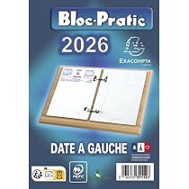 Calendrier Mensuel 2026 Exacompta - Feuillets Détachables 24x18cm, Support Carton, Mini Labo