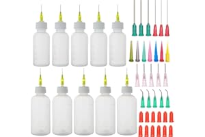 ODOOKON 10Pcs 30/50ml applicateur de Colle pour Embout de précision Multi-Usage, Applicateur de précision Bouteille avec 38 Pointes d'aiguille et 10 Capsules pour Papier Quilling DIY Craft