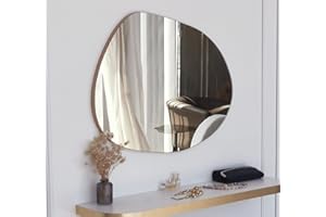 ‎GOZOS Gozos Moderner Denia Asymmetrisch Spiegel - Wandspiegel mit 2,2 cm hölzerner Unterseite und inklusive Montagematerial - Maße 75 x 55 - Asymmetrischer Spiegel ideal als Dekorationsobjekt