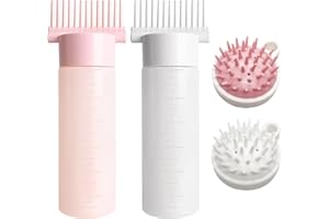 TAIHOBO Lot de 2 Applicateur Huile Cheveux 180ml avec 2 Scalp Brush, Flacon Applicateur Huile Cheveux avec Graduations, Peigne Applicateur Huile Cheveux pour Pinceau Coloration Uniforme