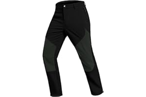 Djtnzdm Pantalon Ski Homme Chaud Polaire Pantalon Travail Imperméable Hiver Pantalon Randonnée Softshell Pantalon Pluie Moto Homme avec Poches Zippées (Loose Fit)