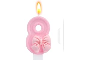 8:e födelsedagen tårtdekoration, rosa fjäril grattis på födelsedagen-ljus, nummer 8 ljus, glittrande tårtdekorationer för fli