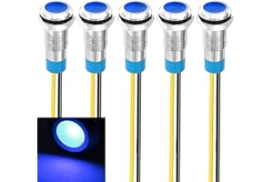 Gebildet 5pcs 8mm 230VAC LED Indicatore Luminoso in Metallo Lampada di Segnalazione Impermeabile (Blu)