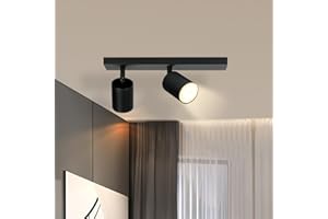 LICHTMALER Lampa Sufitowa Nowoczesna Czarnym - Sufitowy Reflektor LED Obrotowy GU10 - Sufitowa Scienna Spot 2 Płomień do Kuchni Sypialni Salonu, bez Zarówek