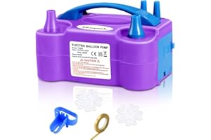 FLSEPAMB Electric Balloon Pump, Portable Dual Nozzle Balloon Inflator Pump with 2 Modes, Balloons Machine with 6 Accessories for Party, Birthday, Wedding Decoration