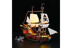 GEAMENT Jeu De Lumières Compatible avec Lego Bateau Pirate (Pirate Ship) - Kit D'éclairage LED pour Creator 31109 (Modèle de Bloc Non Inclus)