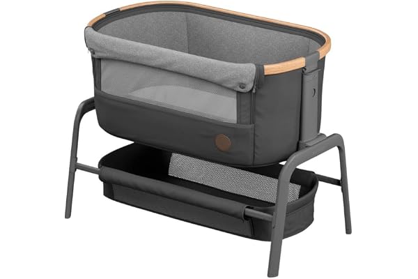 Maxi-Cosi Iora 2-i-1 Sidosäng Baby för Samsovning, Co-Sleeping, 0–6 månader, max 9 kg, 4 Lutningslägen och 5 Höjdlägen, Enkel Glidfunktion, Bekväm Madrass, Stor Korg, Lätt att Bära, Essential