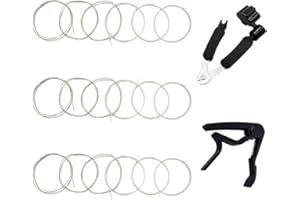 HiBD Konzertgitarrensaiten Klare Nylon-Gitarrensaiten 3 komplette Sätze und 3 in 1 Gitarren-Besaitungswerkzeug Gitarren-Capo