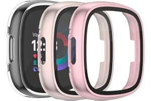 Vancle Paket med 3 skärmskydd för Fitbit Versa 4-fodral/Sense 2-skyddande fodral, Fullt täckande skyddsfilm Hård PC-skydd Fil