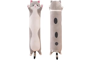 PORUPAEL Long Cat Plush Sleeping Pillow 20''/50cm, Long Cat Plush Body Pillow Cute Kitty Sleeping Throw Pilow for Boys and Girls