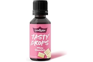 GymQueen Tasty Drops 30ml, Gouttes de saveur sans calories, sans sucre et sans graisse, Gouttes d'arôme pour édulcorer les aliments, sans colorants, Chocolat blanc