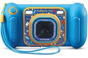 VTech - KidiZoom Fun Bleu, Appareil Photo Numérique Enfant 9 en 1, Photos et Vidéos, Écran Couleur, Filtres, Cadres et Effets Rigolos, Cadeau Enfant de 3 Ans à 10 Ans - Contenu en Français