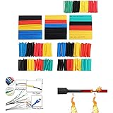 164 Pcs Heat Shrink Tubing kit, Electric Insulation Heat Shrink Wrap Cable Sleeve,5 Colors in 8 Sizes