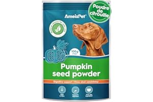 AmeizPet Poudre De Citrouille pour Chiens, 100% Poudre De Pulpe De Citrouille, Santé Intestinale pour Chiens, Alternative A La Citrouille en Conserve A Base De Graines 100 G (3.5 Oz)