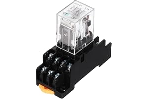 sourcing map 1Pcs DC 24V Electromagnetic Power Relay, 14-Pin 3A Power Coil Relay with LED Indicator and Socket Base DPDT 4NO 4NC - MY4NJ for Industrial, Home Appliances and DIN Rail System