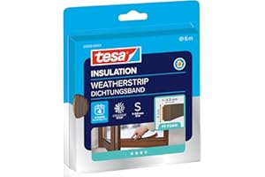 tesa Calfeutrer Joint Portes & Fenêtres - Profil I standard - Joint d'isolation Adhésif en Mousse - Marron - 6 m x 9 mm x 4 mm