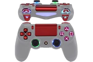 eXtremeRate Multi-Colors Luminated D-pad Thumbstick Trigger Home Face Buttons, Scarlet Red Classical Symbols Buttons DTFS (DTF 2.0) LED Kit for ps4 Slim Pro Controller - Controller NOT Included