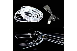 Balabaxer 5M Cavo di emissione luminosa USB, luce al neon Bianco 5V con larghezza laterale 6mm, con protezione del fusibile, utilizzato per la decorazione interna dell'automobile