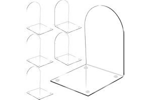 Anhow 6 Pièces Serre Livre, Transparente Acrylique Cale Livre Rangement Livre Bloc Livre pour Étagère Presse Livre avec 28 Tapis antidérapant pour la Maison, Bureau, Écoles - 210 x 160 x 133 mm