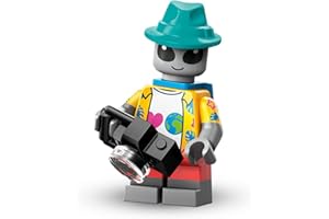 BRICK FLIP Alien Tourist (Alien Tourist), Lego Minifigure Serie 26 Space (Series 26 Space), Personaggio da collezione singolo, Set completo con supporto e accessori, CMF (col26-3)