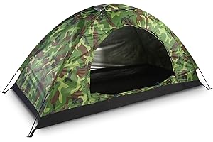 COCOARM Pop Up Camouflage Dome Tent - Waterproof, 1 Person, Lightweight, UV Protected, Family Outdoor Backpacking Tent with Carrying Bag