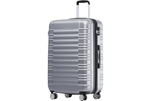 BEIBYE Zwillingsrollen Reisekoffer Koffer Trolleys Hartschale M-L-XL-Set (Silber, L)