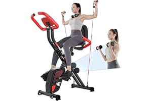 ‎EVOLAND EVOLAND Stationäres Fahrrad für zuhause Fitnessfahrrad X-bike mit LCD-Display Klappbar Heimtrainer Schwungrad Magnetisches Riemenantrieb Fitnessbike Verstellbarer Sitz Getränkehalter 120kg