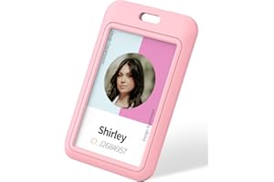 Uniclife Porta Tarjetas Identificativas Deslizante Funda Plástica Vertical Rosa Portacredenciales con Ventana Transparente para Oficina Escuela Tarjetas de Identificación de Crédito, 1 Unidades
