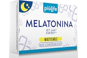 +LIFE Melatonina Pura 1,9 mg Dosis (2 Al Día) 600 Comprimidos PiùLife, Melatonina Masticable, Pastillas Para Dormir, Alviar Jet Lag, Dormir Bien Adultos Y Melatonina Niños, Sueño Zzz