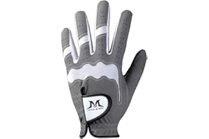MAZEL Herren-Golfhandschuh für Golfer, jedes Wetter, waschbar, linke Hand, Golfhandschuhe (Grau, S)