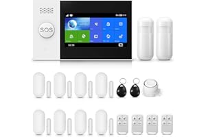 PGST Système d'alarme Domestique sans Fil GSM, système de sécurité WiFi à écran Tactile Complet sans Fil 4,3" Fonctionne avec Alexa et Google pour la Maison, l'appartement