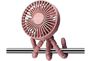 Schallen Rechargeable 4 Way Portable Lightweight Fan for Pram Fan, Car Seat, Desk, Office, Travel Fans | Clip on, Handheld, Tripod & Phone Holder (Pink)