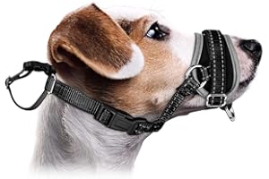 SlowTon Nylon Maulkorb für große Hunde, weicher bequemer Maulkorb Hund mit Schnellbefestigung, verstellbare reflektierende Maulkörbe für Hunde verhindern Beißen Bellen Kaustraining(Schwarz, L)