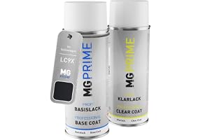 MG PRIME Billack sprayburk för Volkswagen LC9X / C9X / Deep Black P. +1K | för Volkswagen VW, Deep Black Pearl Metallic / Deep Black Perleffekt, Set med baslack + klarlack, sprayburkar 400ml