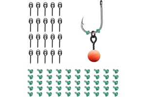 OTTYMO 50Pcs Hook Stops Rubber Shank Beads with 20Pcs Fishing Bait Screws Carp Rig Ring Stops Bait Screw Rings Rubber Earring Stopper Ring Rotating Carp Fishing Accessories Hook Stops Carp for Fishing
