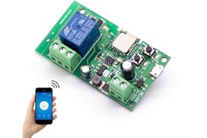 EACHEN WiFi Wireless Inching Relay Monentary/Self-locking Switch Module DIY Smart Garage Door DC 5-32V AC90-260V Ewelink App Compatible With Alexa Echo Google home Nest IFTTT (ST-DC1)