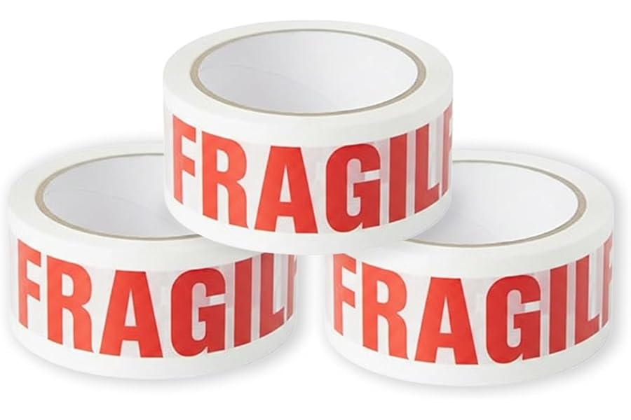Stick Well Fragile Packing Tape, 48mm x 66m, 3 Rolls, Low Noise Parcel Tape, Secure & Sticky, Heavy Duty Tape for Packing Parcels, Moving House, Cardboard Boxes & Cartons