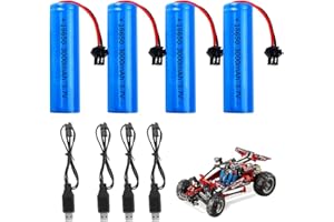 MINEUP 3.7V 3000mah Li-Ion Battery, 4 Pcs 3.7 V 18650 Rechargeable Lithium Batteries with 4 USB Charger, Universal Li-ion Battery for Remote Control Cars, rc Truck, Robots, DIY Electronics Products, Toys