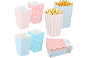 heavenlife 48 stycken små kartonger popcorn, 3 stilar popcornkartonger, popcornglas, popcornväska, popcornfodral, popcornlådor för födelsedagsfest filmkvällar (blå