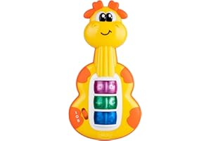 Chicco Chitarra Giraffa, Baby Senses, Bilingue, Primo gioco parlante musicale, Facile da Afferrare, Con 3 Tasti per imparare la prime Note Musicali, Lettere e Parole in Italiano e Inglese, 6-36 mesi