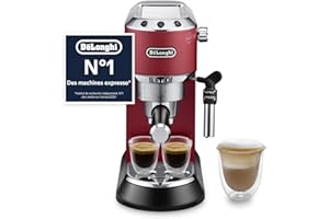 De'Longhi Dedica Style EC685.R, Machine à Café à Pompe en Acier Inoxydable Pour Café Moulu ou Dosettes, Machine à Espresso et Cappuccino, Réservoir de 1,3L, Système Anti-goutte, Rouge