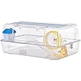 PawHut Hamster Cage, 2 Tier Gerbil Cage with Running Wheel, Water Bottle, Dish