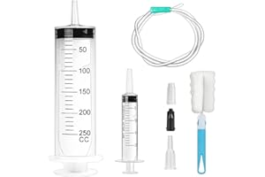 GOTFUN Large Syringe 250 ml Plastic Syringe Reusable Liquid Syringe Capacity with Hose for Liquids, Glue Applicators, Experiments, Pet Feeding, Hydroponics, Science Use