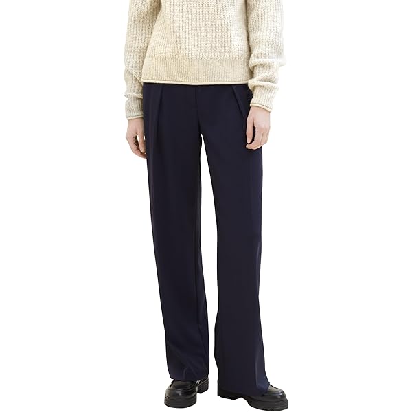TOM TAILOR Dames Lea Wide Leg broek met plooi, 36494 - Crimson, 32W / 30L