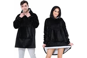 WUHUHAI Blanket Hoodie, Oversized Blanket Hoodie Comfy & Fluffy Wearable Blanket Soft Sherpa Fleece Throw Hooded Giant Sweatshirt for Unisex