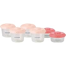 Lot De 8 Pots Béaba Portions Clip - 4x150ml + 4x250ml - Hermétiques Et Gradués - Pour Lait Et Repas Bébé
