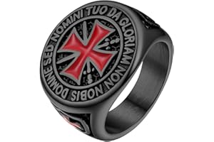 PROSTEEL Bague Chevalière Templier Homme en Acier Inoxydable/Plaqué Or/Noir Taille 54/57/59/62/64/67/69/72