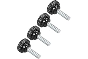 CoCud Manopole Serraggio Zigrinate, M6 x 20mm Maschio Filettatura 21mm Testa, Termoindurente Plastica Pollice Vite Impugnatura Bullone Pomello Nero - (per Tornio Macchinario), 4Pz