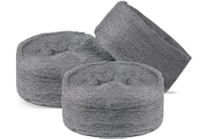 RQJLZ 3 Pack Steel Wool Mice, Steel Wire Wool, 0000 Rodent Control Gaps Blocker Stainless Coarse Wire, Wall Hole Fill Fabric, Easy to Use Stop Rats and Mice Insect Pest, Removing Varnish, Rust, 2.5m/roll