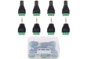 Glarks 8PCS equilibrato maschio e femmina jack audio da 3.5 mm (1/20,3 cm) stereo a AV 02-screw video balun adattatore connettore terminale